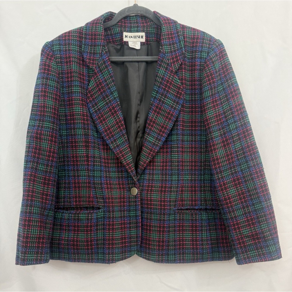 Vintage Joan Leslie Blazer‎ Jacket Womens Size 16P Petite Wool Blend 80s